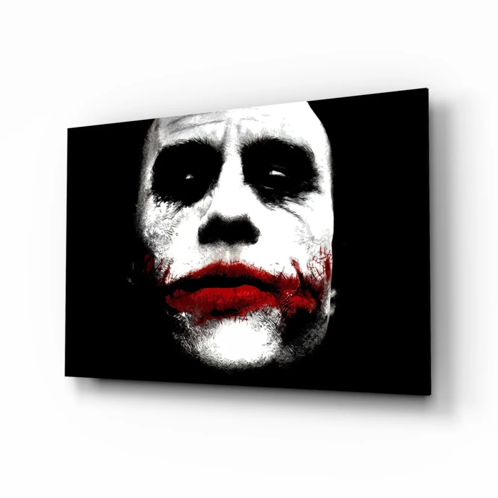 Joker Canvas Wall Art with Bold Red Lips Black and White Print | Insigneart USA | vintageantiquesgifts.com
