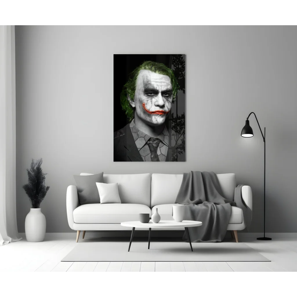 Joker Canvas Wall Art with Neon Green Hair and Red Smile | Modern Wall Art Decor | vintageantiquesgifts.com