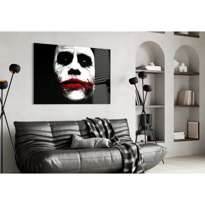 Joker Canvas Wall Art with Bold Red Lips Black and White Print | Contemporary Home Wall Art | vintageantiquesgifts.com