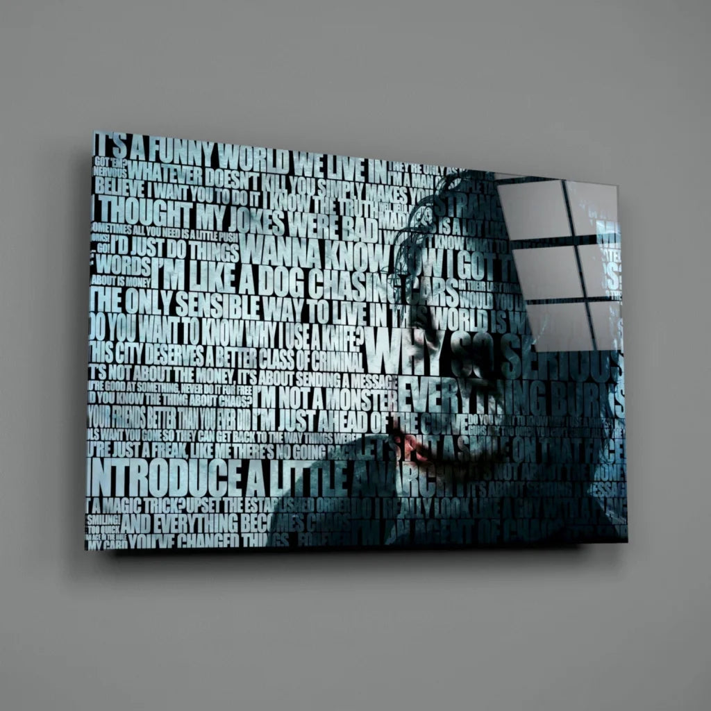 Joker quote typography wall art canvas with dark blue silhouette