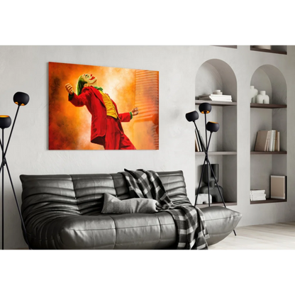 Joker Canvas Glass Wall Art with Fiery Orange Glow | Contemporary Home Wall Art | vintageantiquesgifts.com