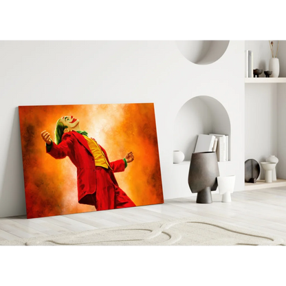 Joker Canvas Glass Wall Art with Fiery Orange Glow | Modern Wall Art Decor | vintageantiquesgifts.com