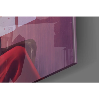 Framed Joker canvas wall art with bold red and purple glossy brushstrokes