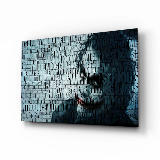 Joker quote typography wall art canvas in dark blue