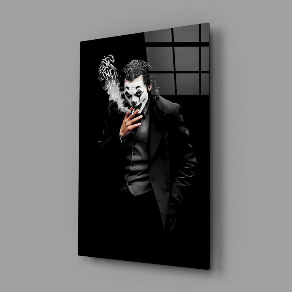 Joker smoking black and white canvas wall art print