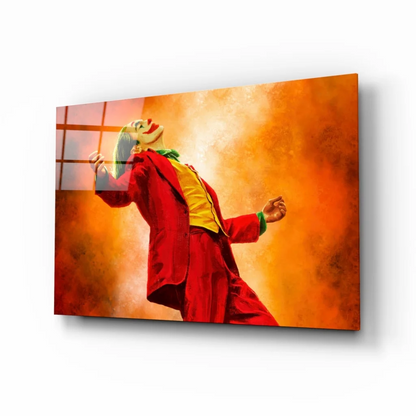 Joker Canvas Glass Wall Art with Fiery Orange Glow | Insigneart USA | vintageantiquesgifts.com