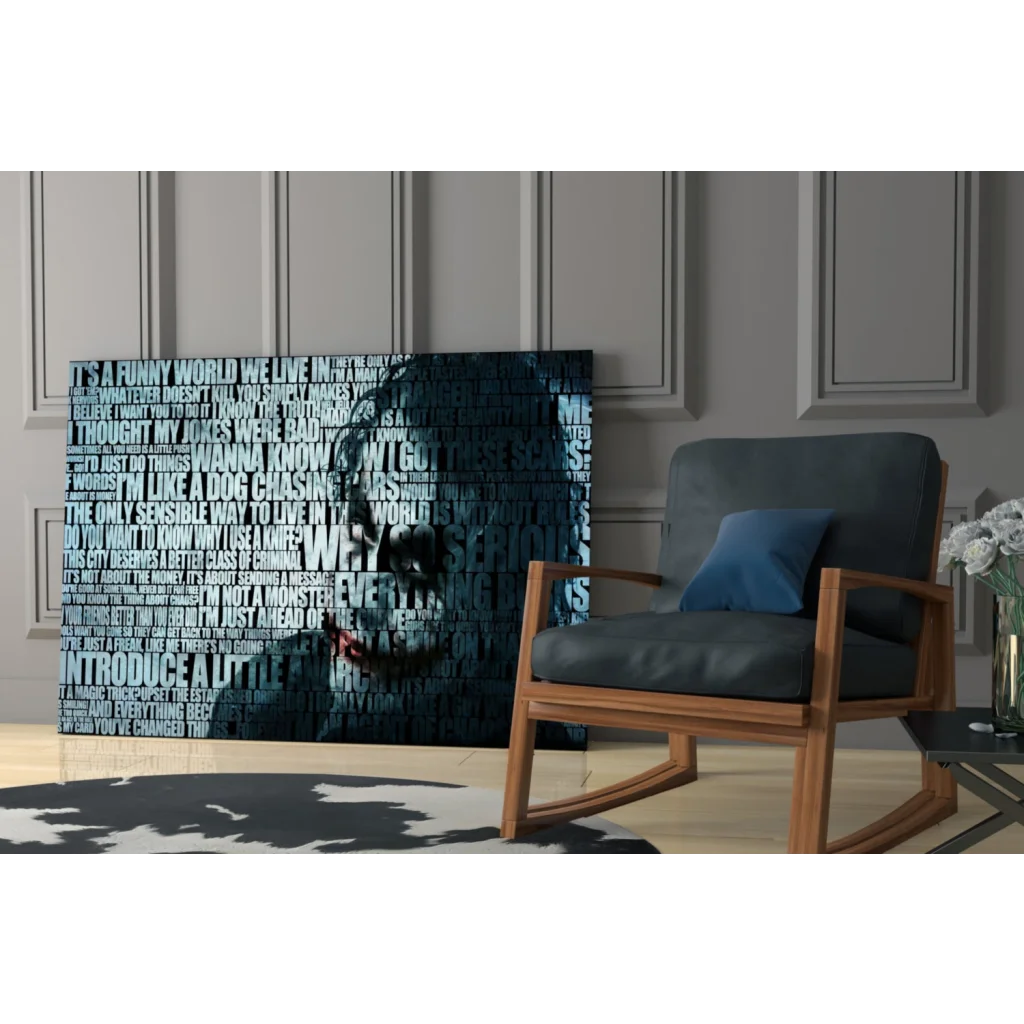 Dark blue Joker quote why typography canvas wall art