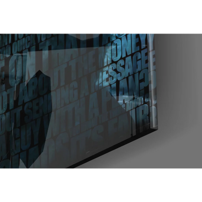 Sleek dark gray Joker quote typography wall art canvas in blue and black