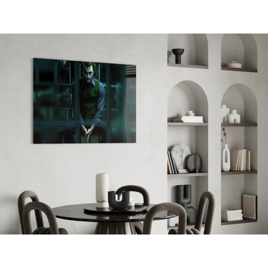Joker from The Dark Knight canvas wall art print in modern interior