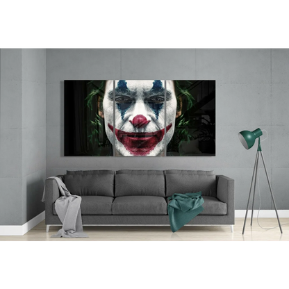 Joker Three Panel Canvas Wall Art with Iconic Face Paint | Modern Wall Art Decor | vintageantiquesgifts.com