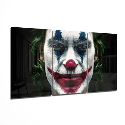 Joker Three Panel Canvas Wall Art with Iconic Face Paint | Insigneart USA | vintageantiquesgifts.com