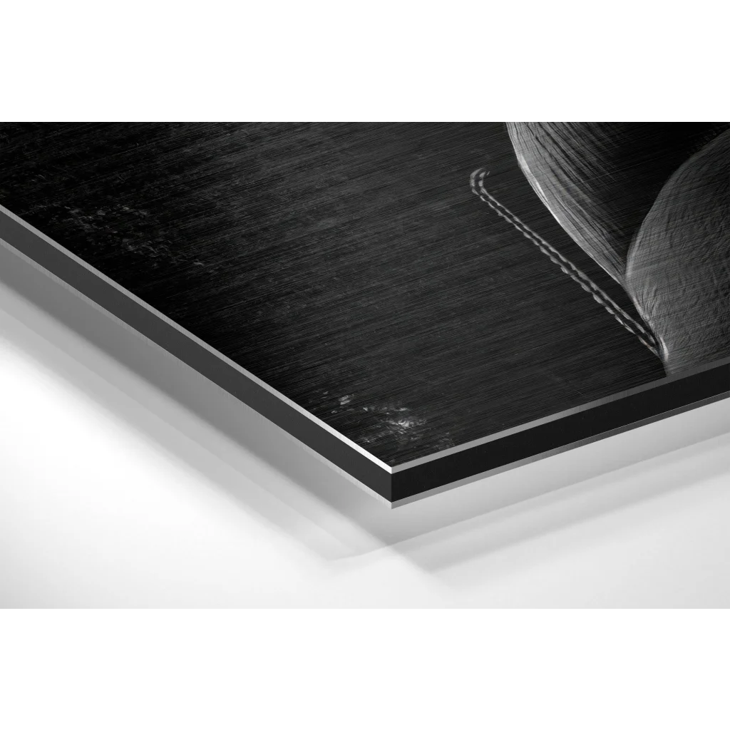 Glass Wall Art Joker portrait on black textured canvas with brushed aluminium dibond