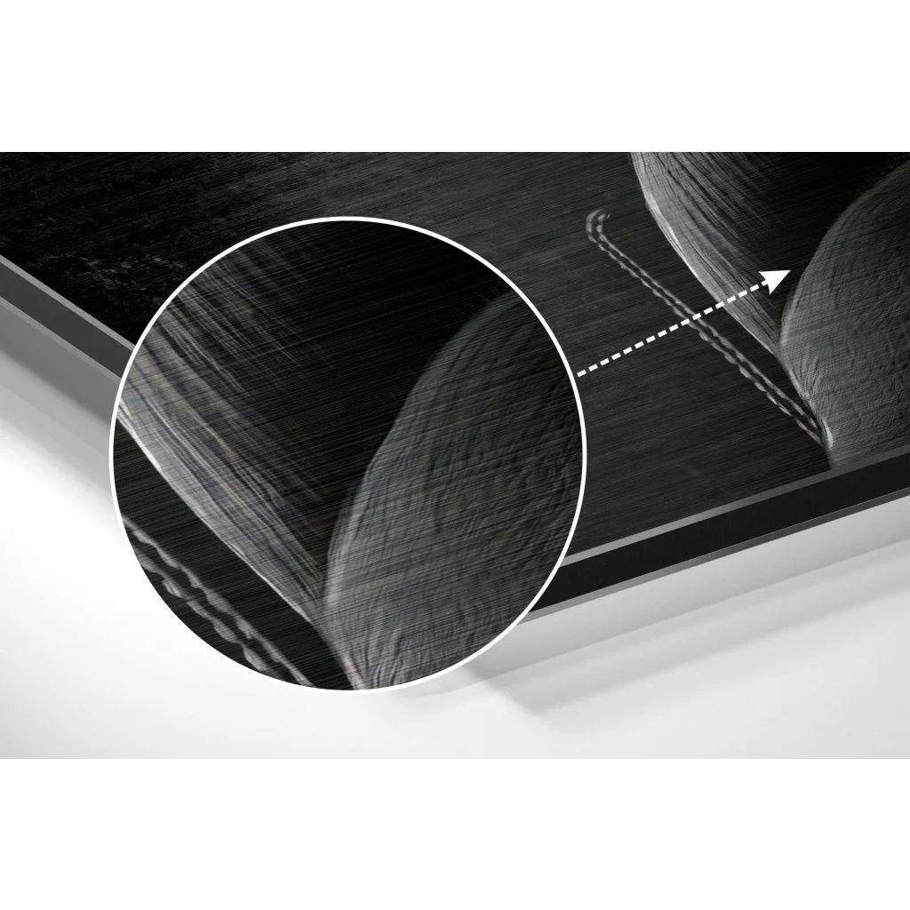 glass wall art Black textured fabric with Joker portrait on brushed aluminium dibond