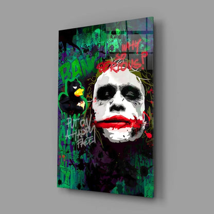Joker graffiti wall art canvas with bold splatter style