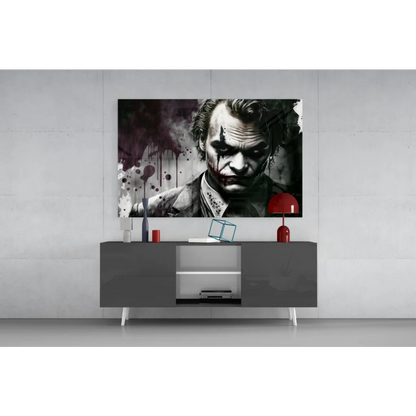 Joker poster splatter canvas wall art black and white print