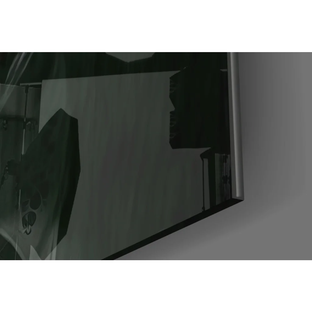 Joker splatter black and white wall art print with skull wallet chain