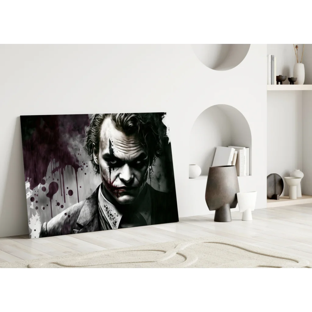 Black and white Joker splatter canvas wall art print