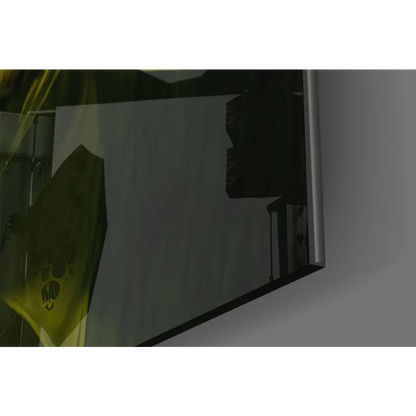 Joker Splatter canvas wall art with yellow black diamond pendant necklace