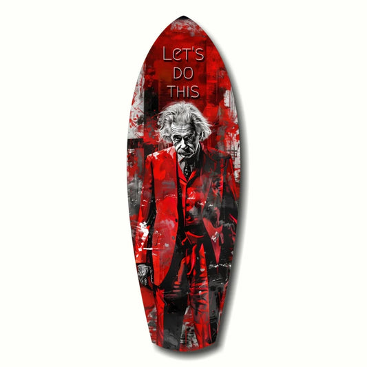 Joker Surfboard Tempered Glass Art with Einstein in red black design