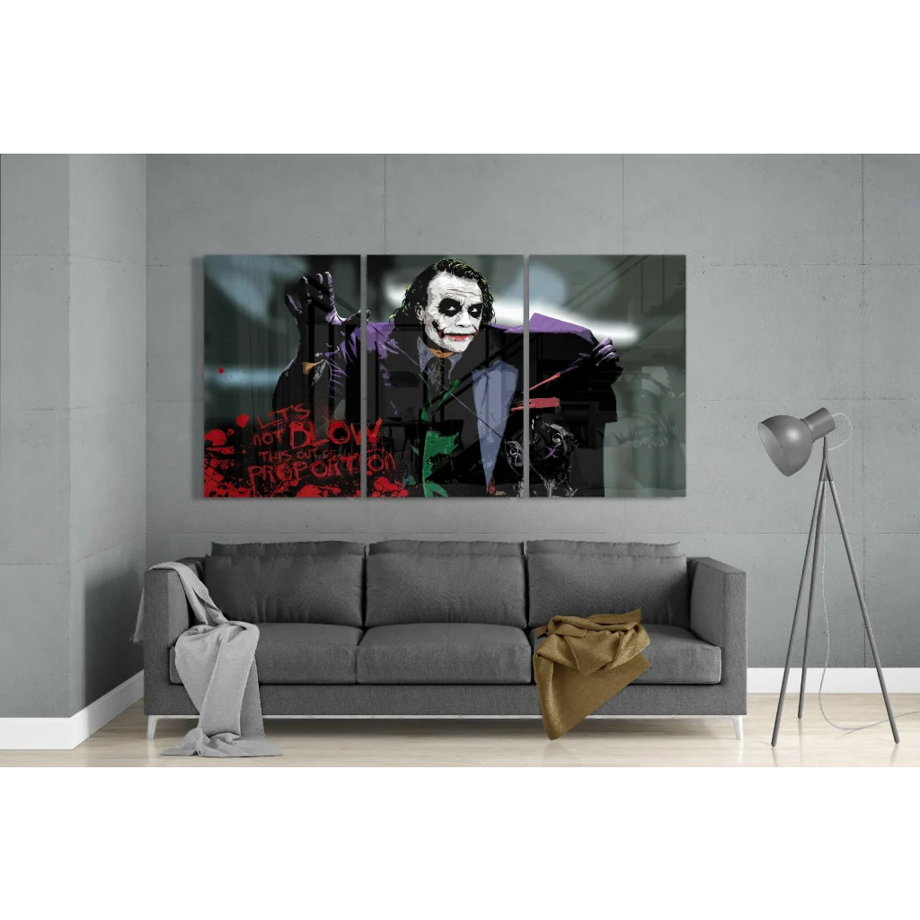 3-panel Joker canvas wall art print for your space