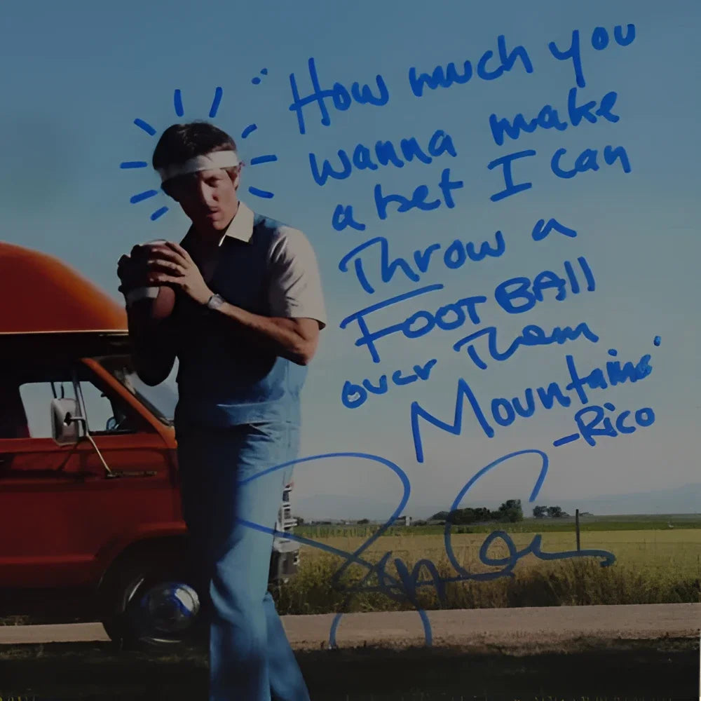 Jon Gries Uncle Rico autographed 11x14 photo in blue overalls