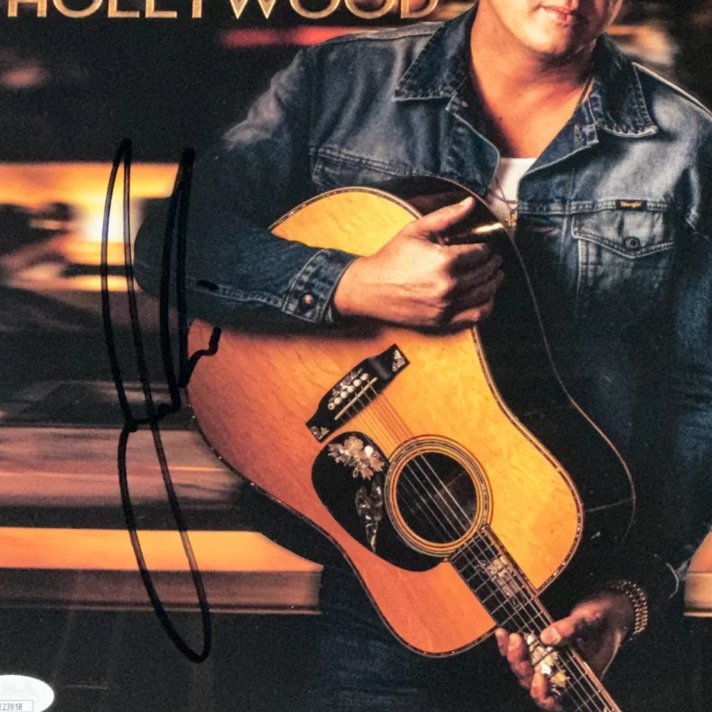 Jon Pardi autographed deluxe framed vinyl record with Honkytonk Hollywood guitar