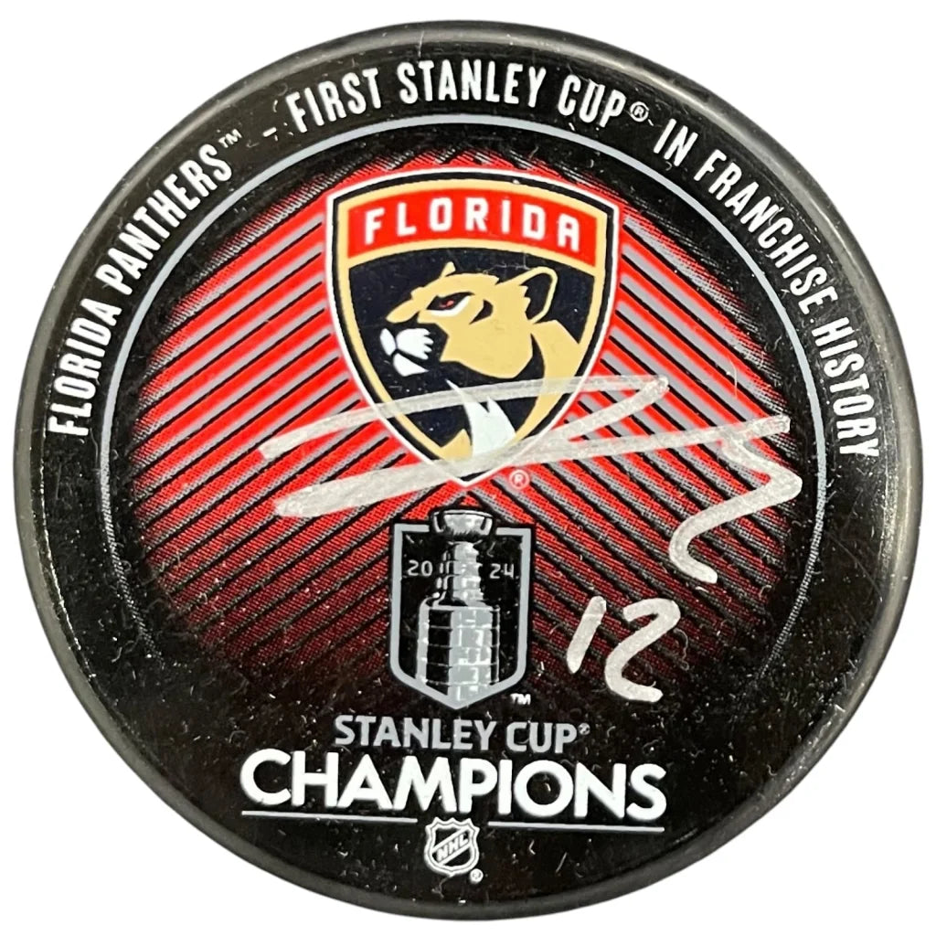 Jonah Gadjovich signed Florida Panthers Stanley Cup hockey puck
