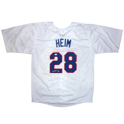 Jonah Heim autographed Texas Rangers white jersey with number 28