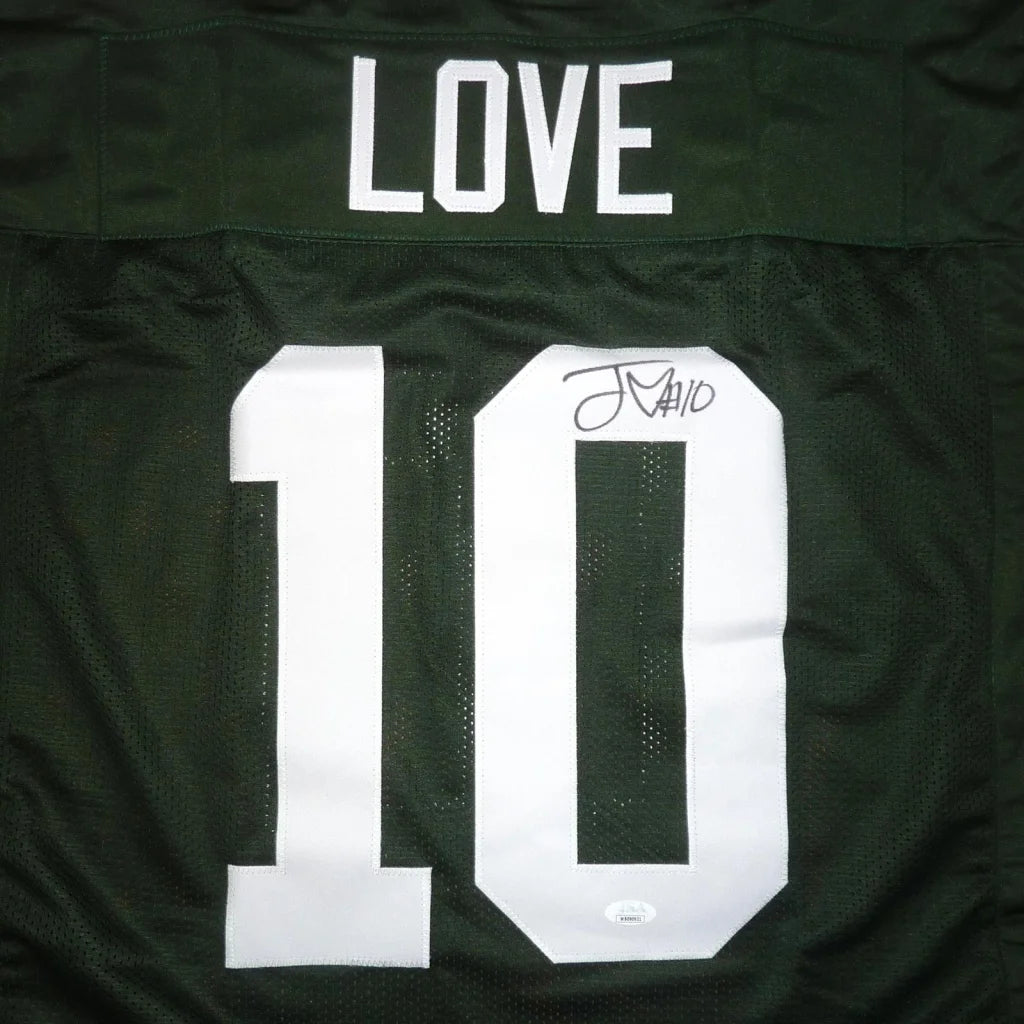 Jordan Love autographed Green Bay custom jersey green #10 back