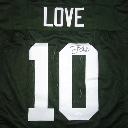 Jordan Love autographed Green Bay custom jersey green #10 back