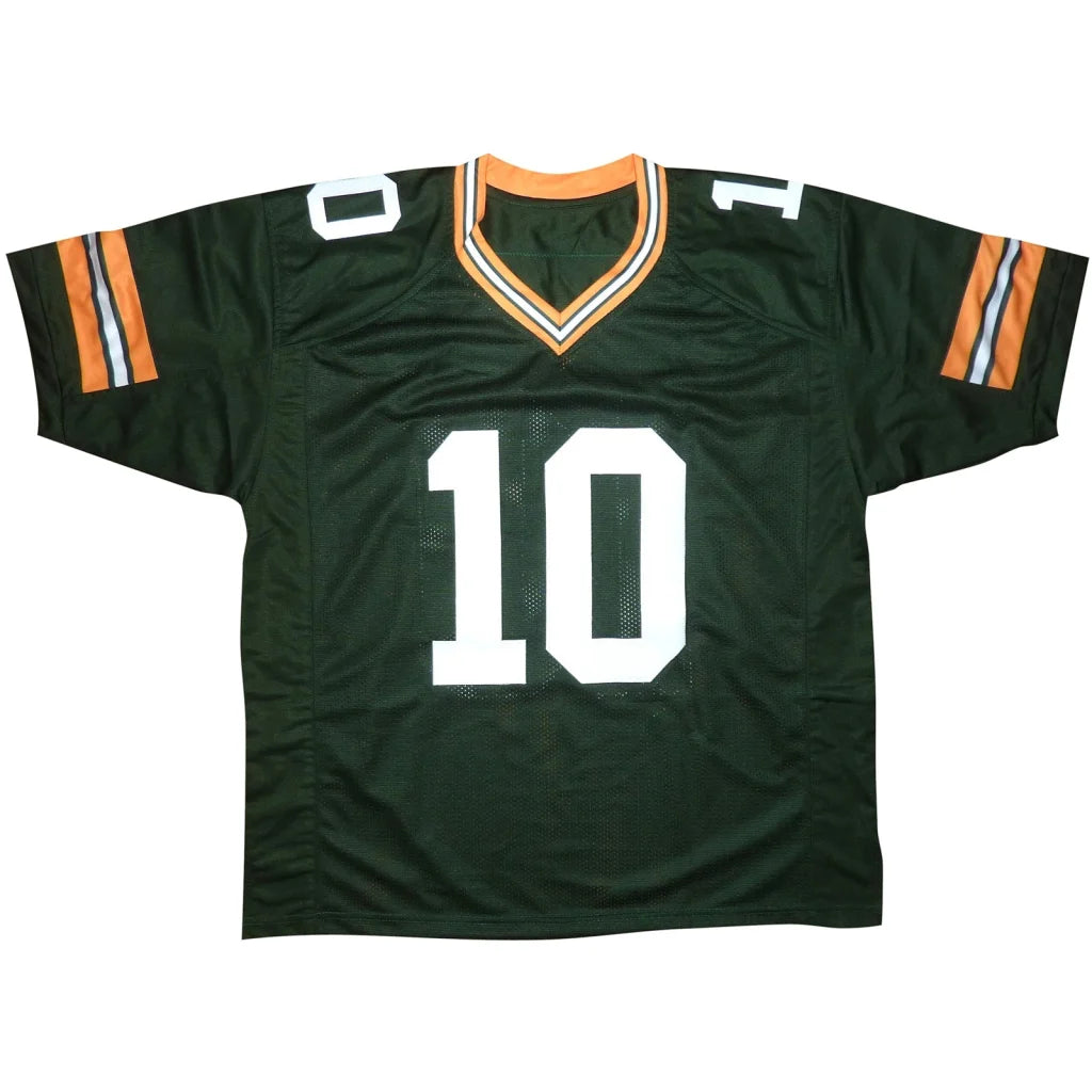 Jordan Love autographed Green Bay custom jersey green #10 front view