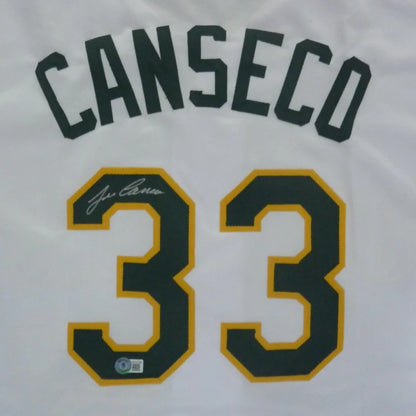 Jose Canseco autographed Oakland custom jersey white with Canseco 33