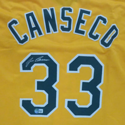 Jose Canseco autographed Oakland yellow #33 custom jersey