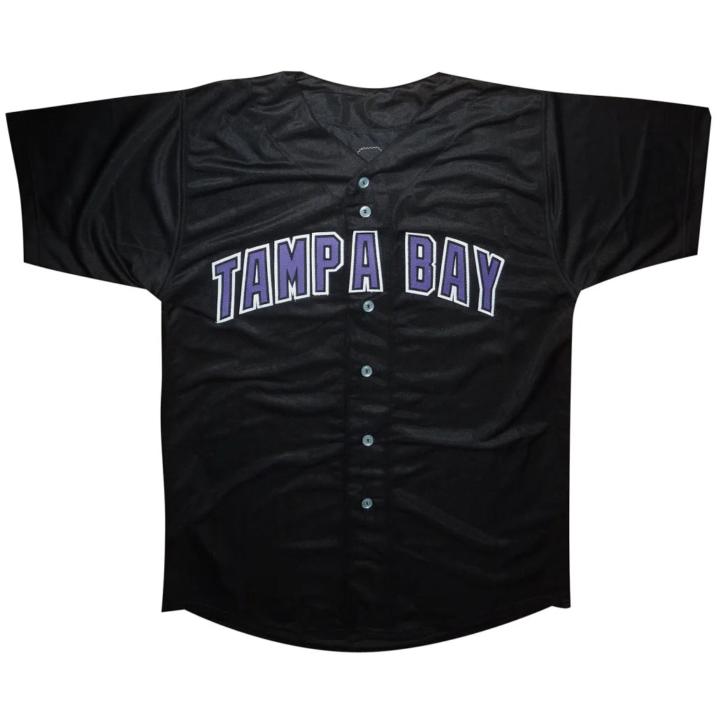 Jose Canseco autographed custom jersey in black with Tampa Bay text