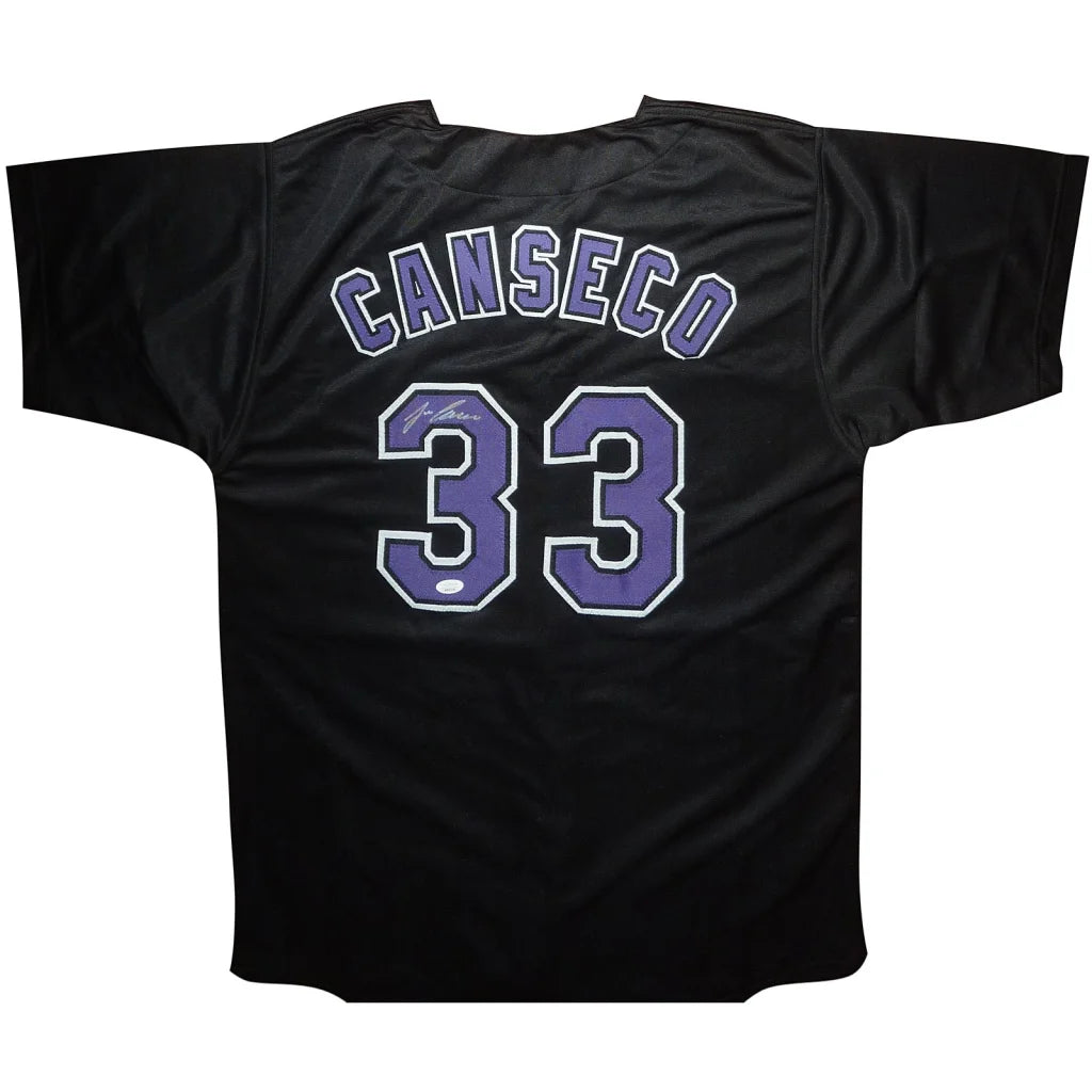 Jose Canseco autographed custom jersey with black Oakland Athletics design
