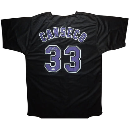Jose Canseco autographed custom jersey with black Oakland Athletics design