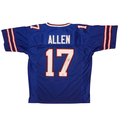 Josh Allen autographed Buffalo Bills royal blue jersey #17 with Allen name