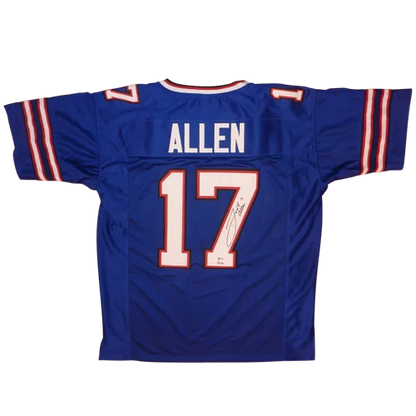 Josh Allen autographed Buffalo Bills royal blue jersey #17 with Allen name