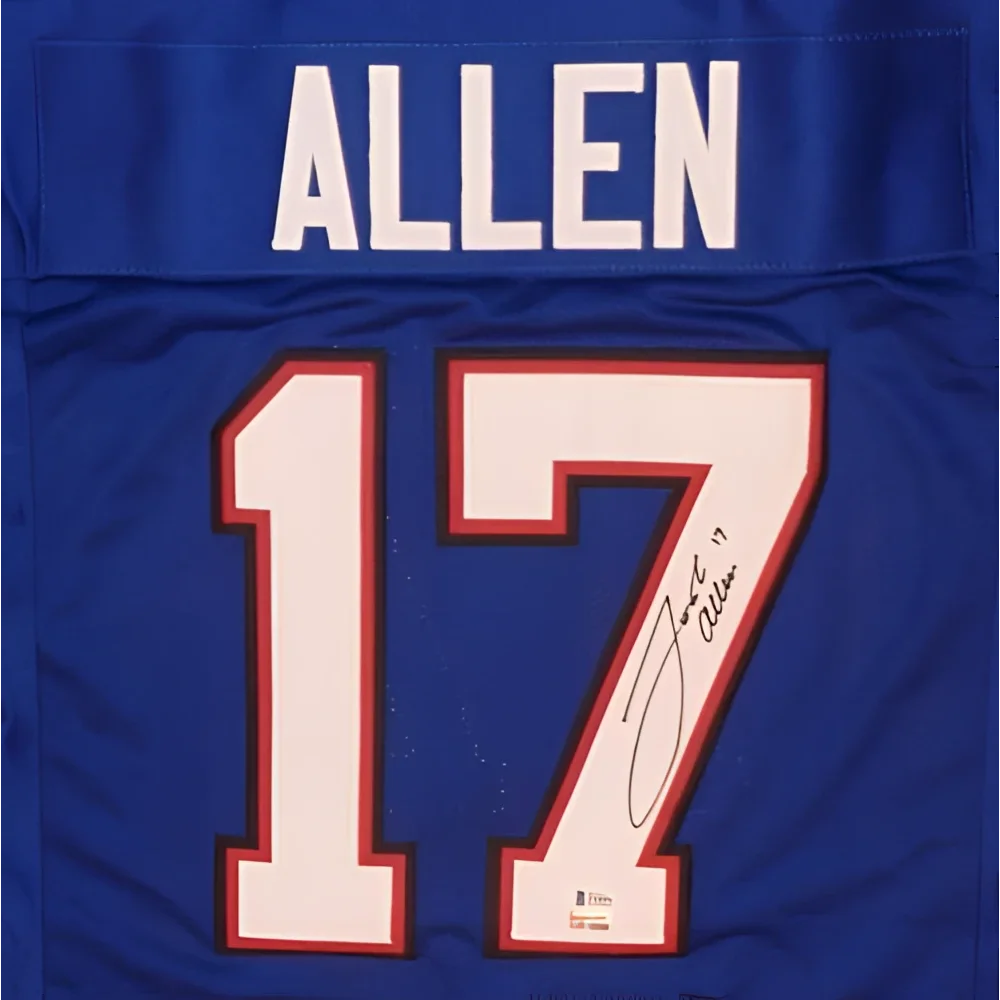 Josh Allen autographed Buffalo blue jersey with white number 17