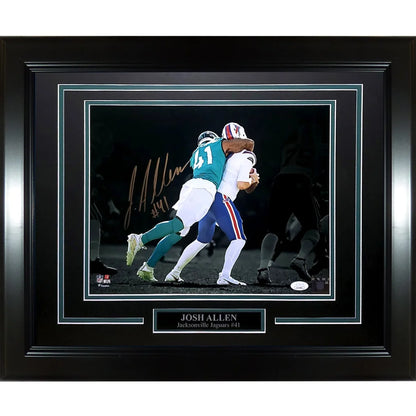 Signed Josh Allen deluxe framed 11x14 photo in black frame