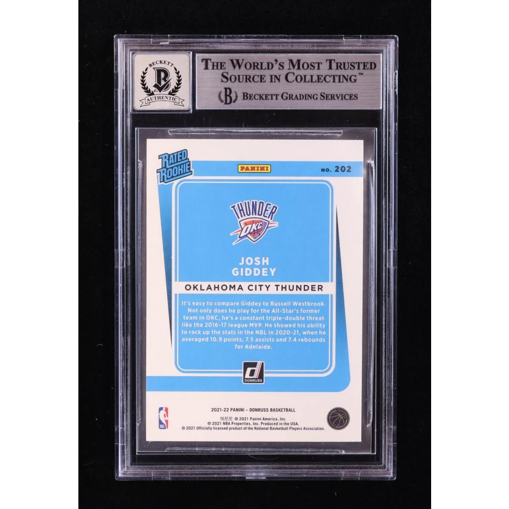 Josh Giddey signed rookie basketball card BGS graded authentic autograph product