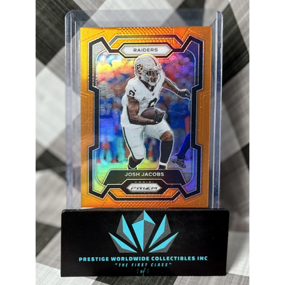 Josh Jacobs 2023 Prizm Gold Foil Card from Prestige Worldwide Collectibles