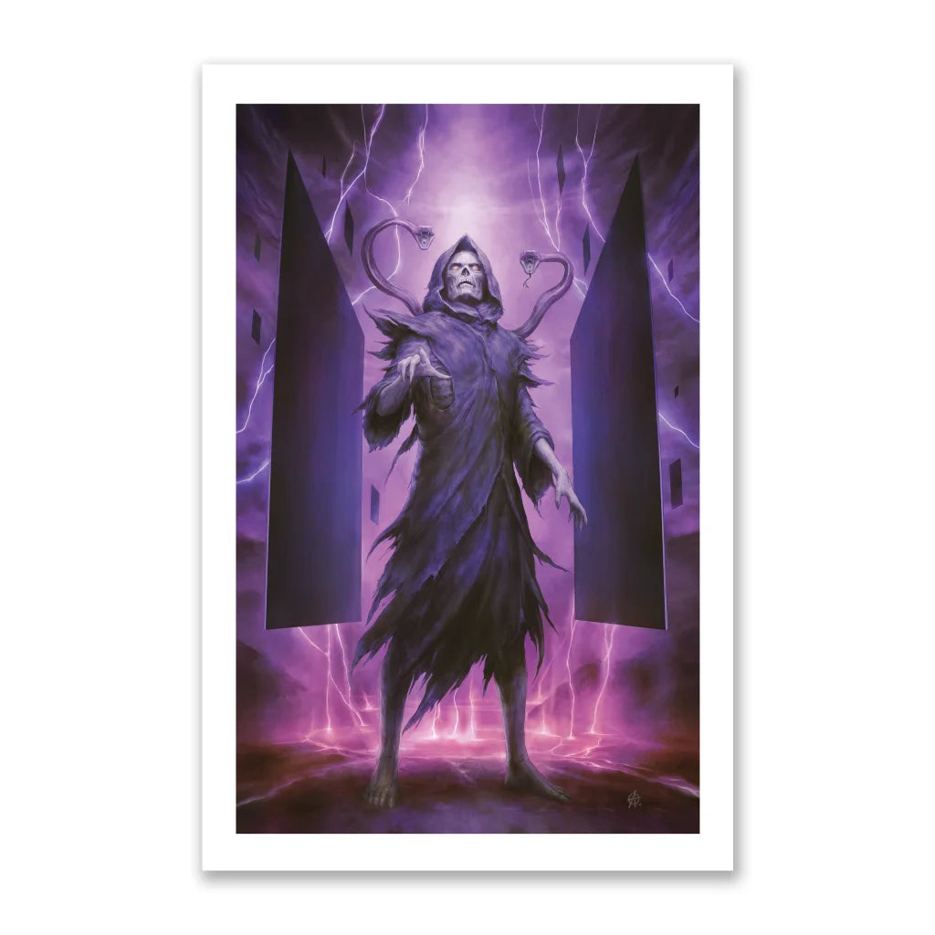 Skeletor-like figure with snakes, purple lightning, dark monoliths in Tony Lee bundle