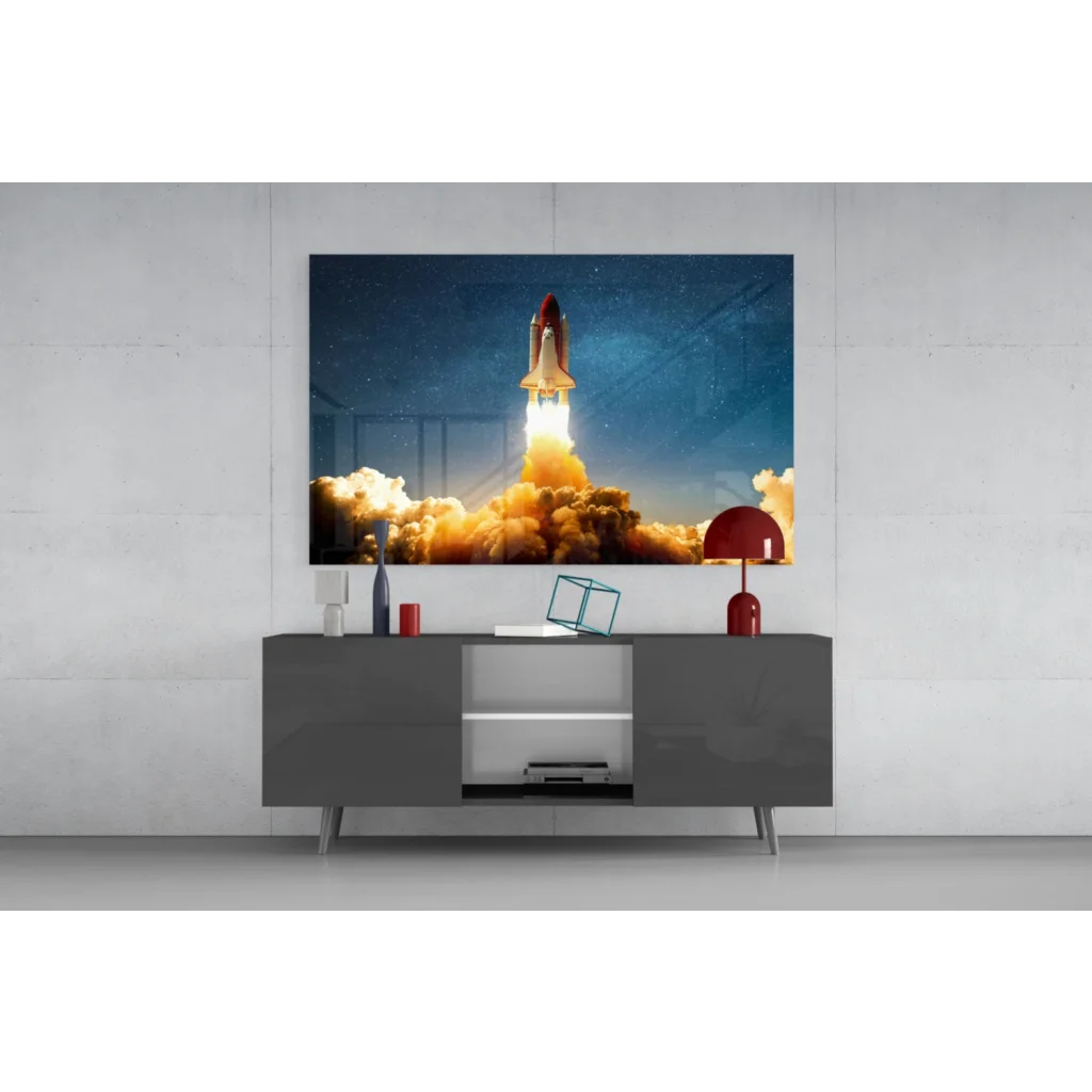 Vibrant Space Shuttle Launch Canvas Wall Art Print