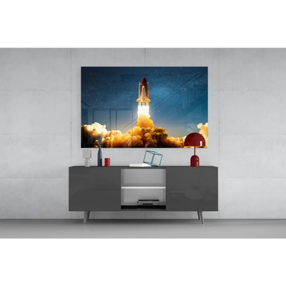 Vibrant Space Shuttle Launch Canvas Wall Art Print