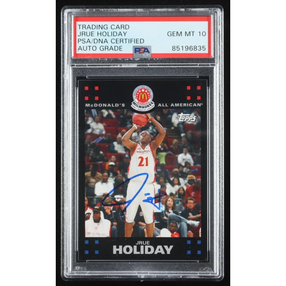 Autographed Jrue Holiday PSA 10 graded basketball card for collectors