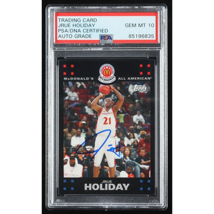 Autographed Jrue Holiday PSA 10 graded basketball card for collectors
