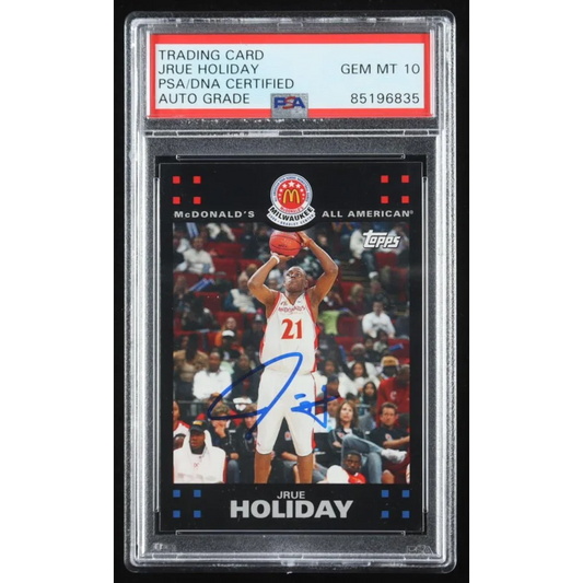 Autographed Jrue Holiday PSA 10 graded basketball card for collectors