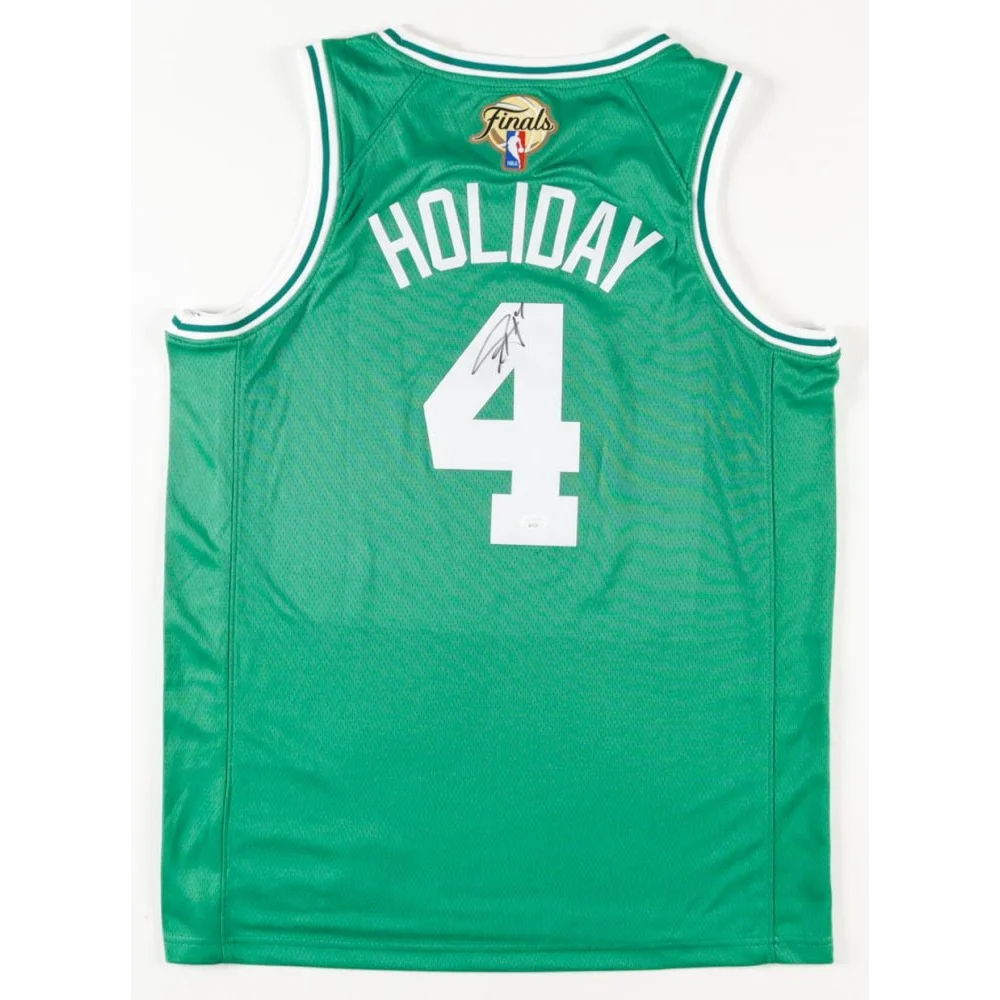 Green NBA Holiday 4 Jrue Holiday signed Celtics jersey for true fans