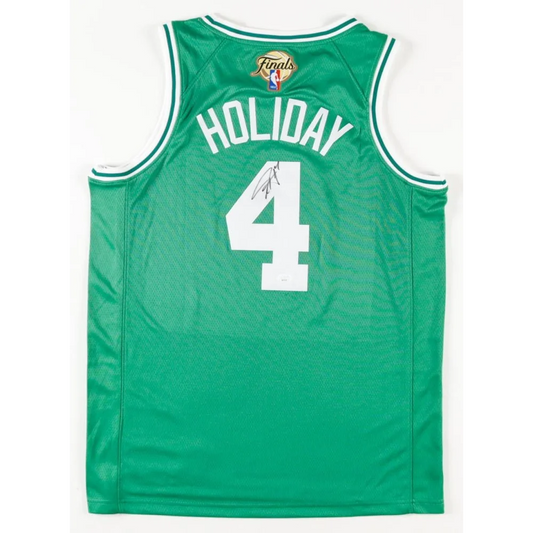 Green NBA Holiday 4 Jrue Holiday signed Celtics jersey for true fans